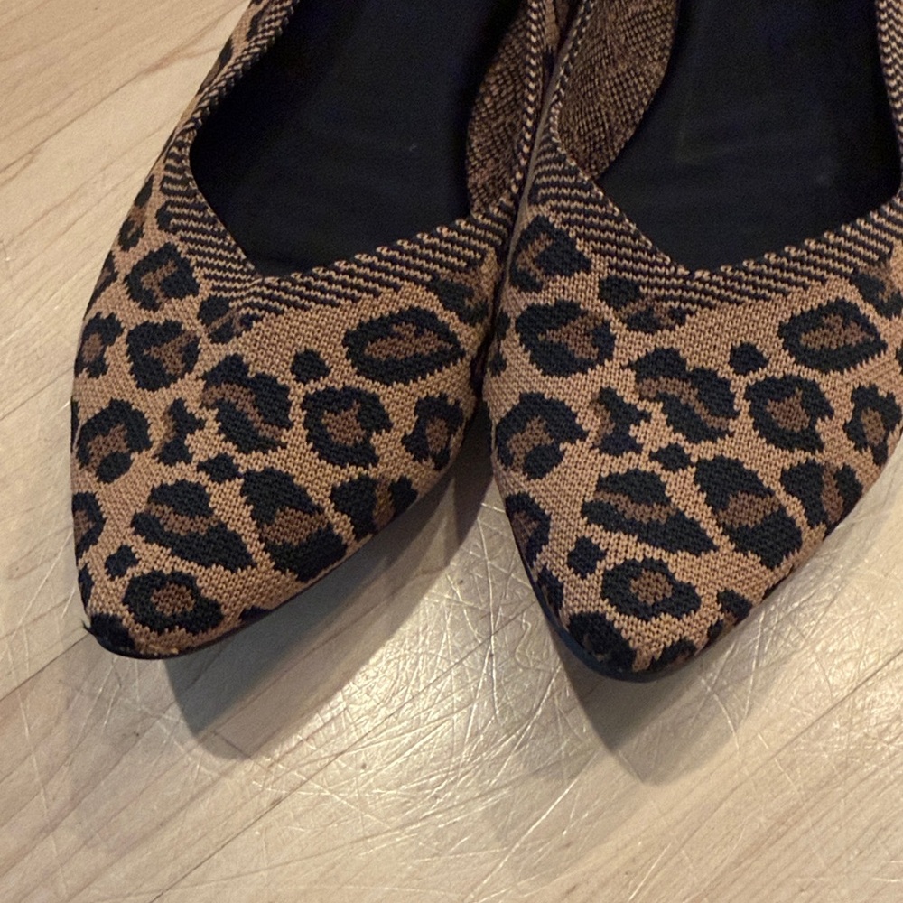 MIA Leopard Print Pointed Toe Flats in Brown and Black